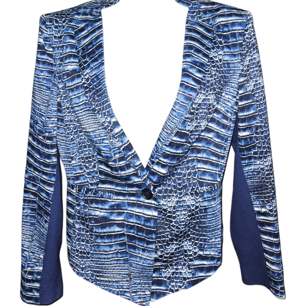 BCBGMAXAZARIA Fitted Snakeskin Printed Jordyn Single Button Blazer - Picture 1 of 6